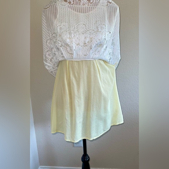 Free People Lace Rocco Mini Sundress White Yellow, Size 2 - Picture 4 of 10